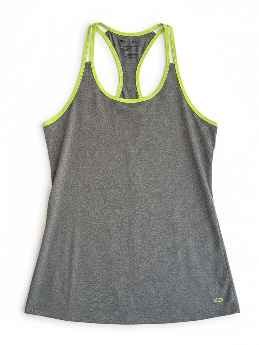 Champion Gray Racerback Athletic Tank Top XXL Neon Green Trim